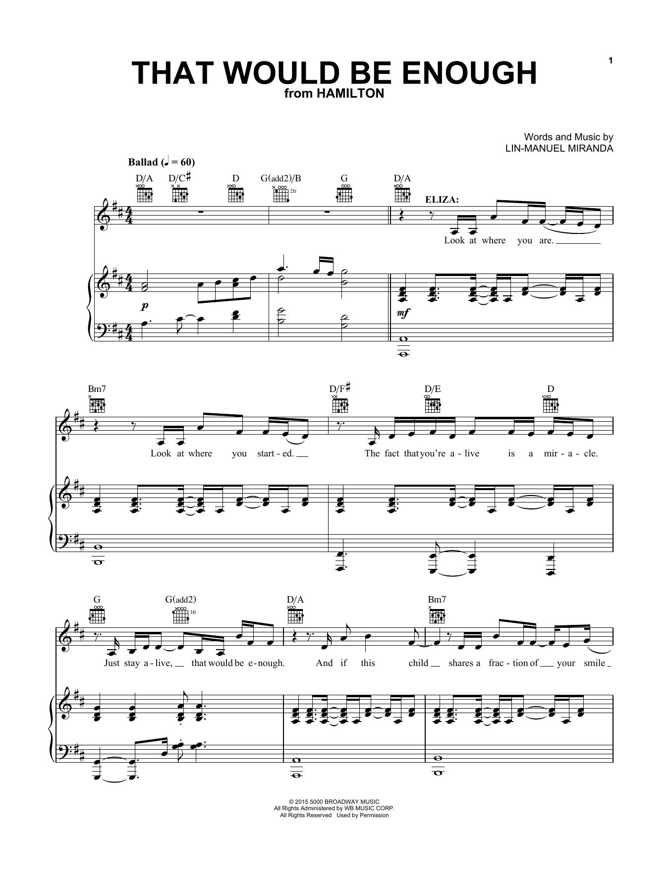 Produktbild zu: That Would Be Enough (from Hamilton)