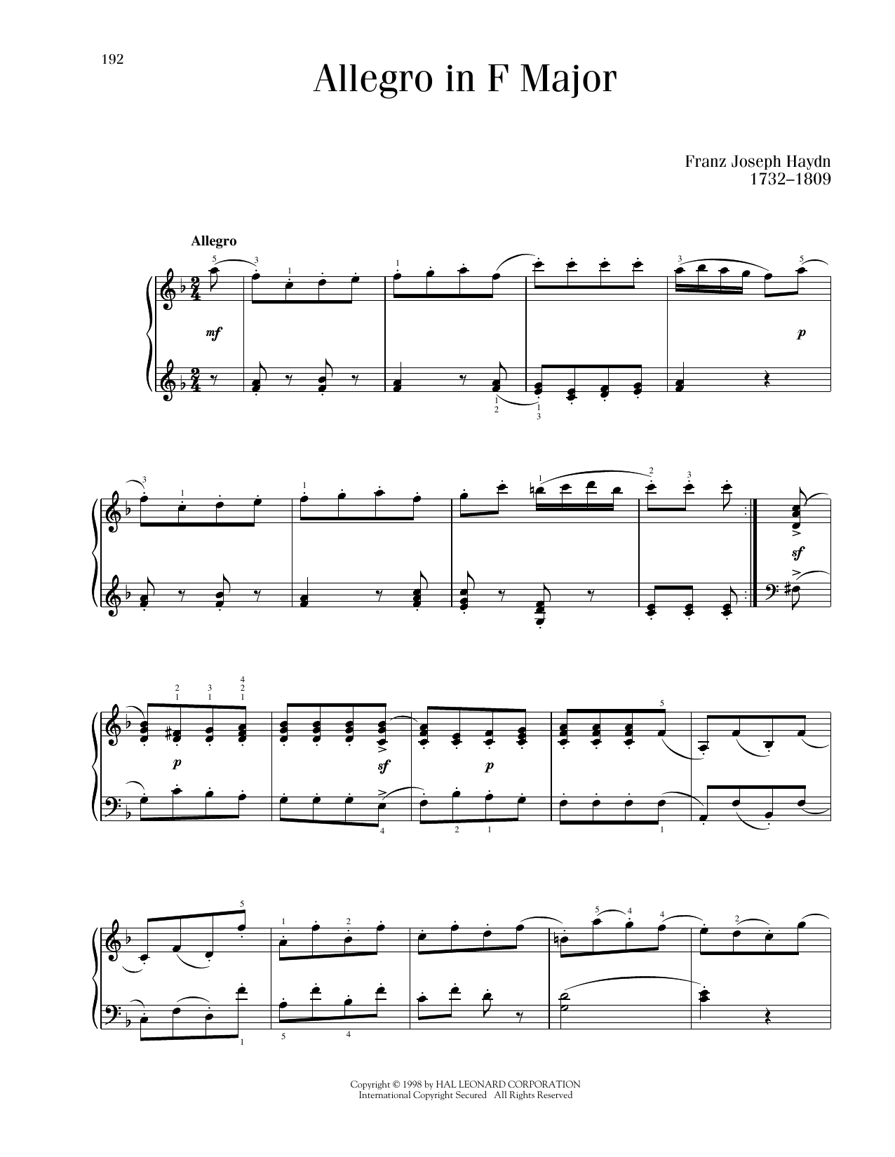 Product picture to: Allegro In F Major