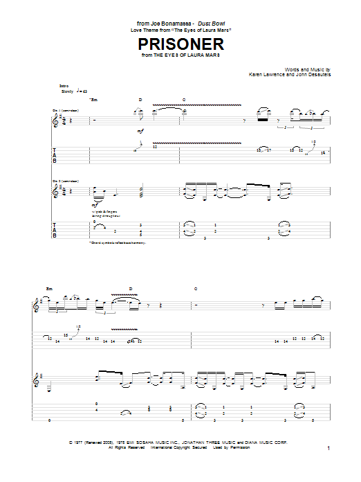 Product gallery: Page 1 of 1 Love Theme From "The Eyes Of Laura Mars" (Prisoner), Joe Bonamassa