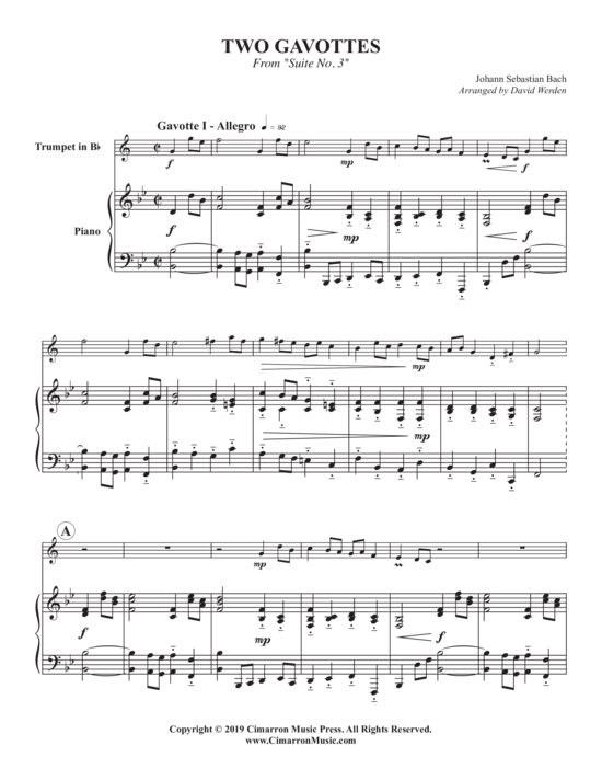 Produktbild zu: Two Gavottes Johann Sebastian Bach