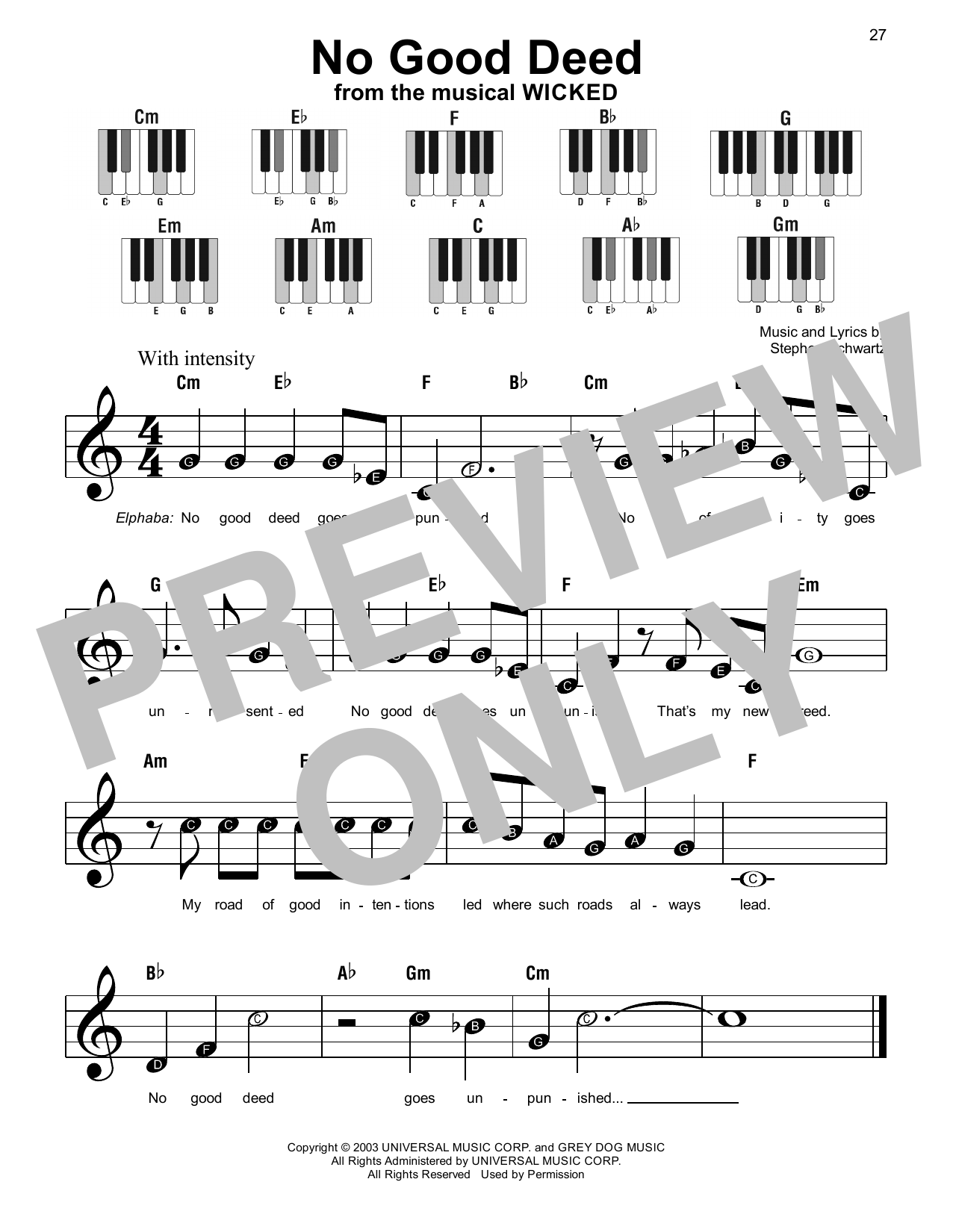 Produktgalerie: Seite 1 von 1 No Good Deed (from Wicked: For Good), Stephen Schwartz, Klavier