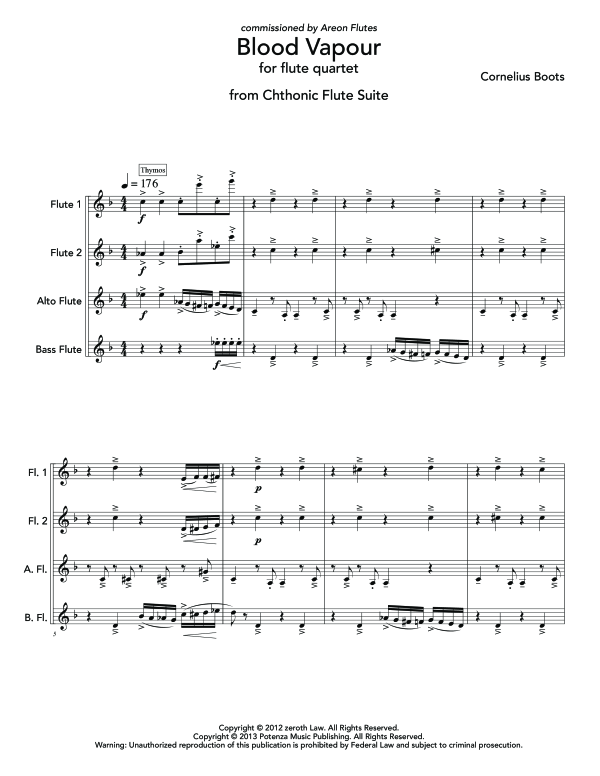 Product gallery: Page 1 of 11 Blood Vapour, , (flute quartet 2x flute, alto flute and bass flute)