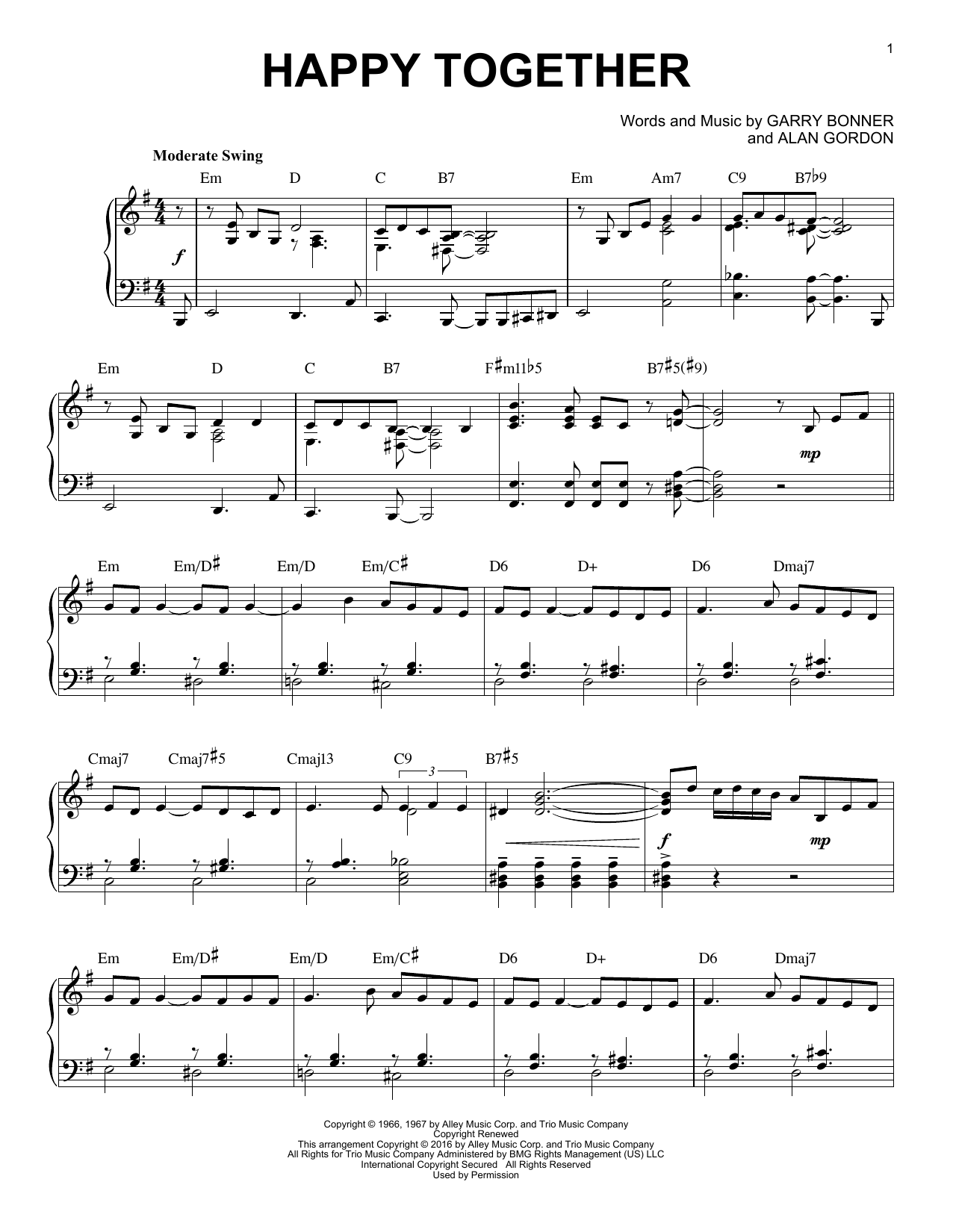 Product gallery: Page 1 of 1 Happy Together [Jazz version] (arr. Brent Edstrom), The Turtles