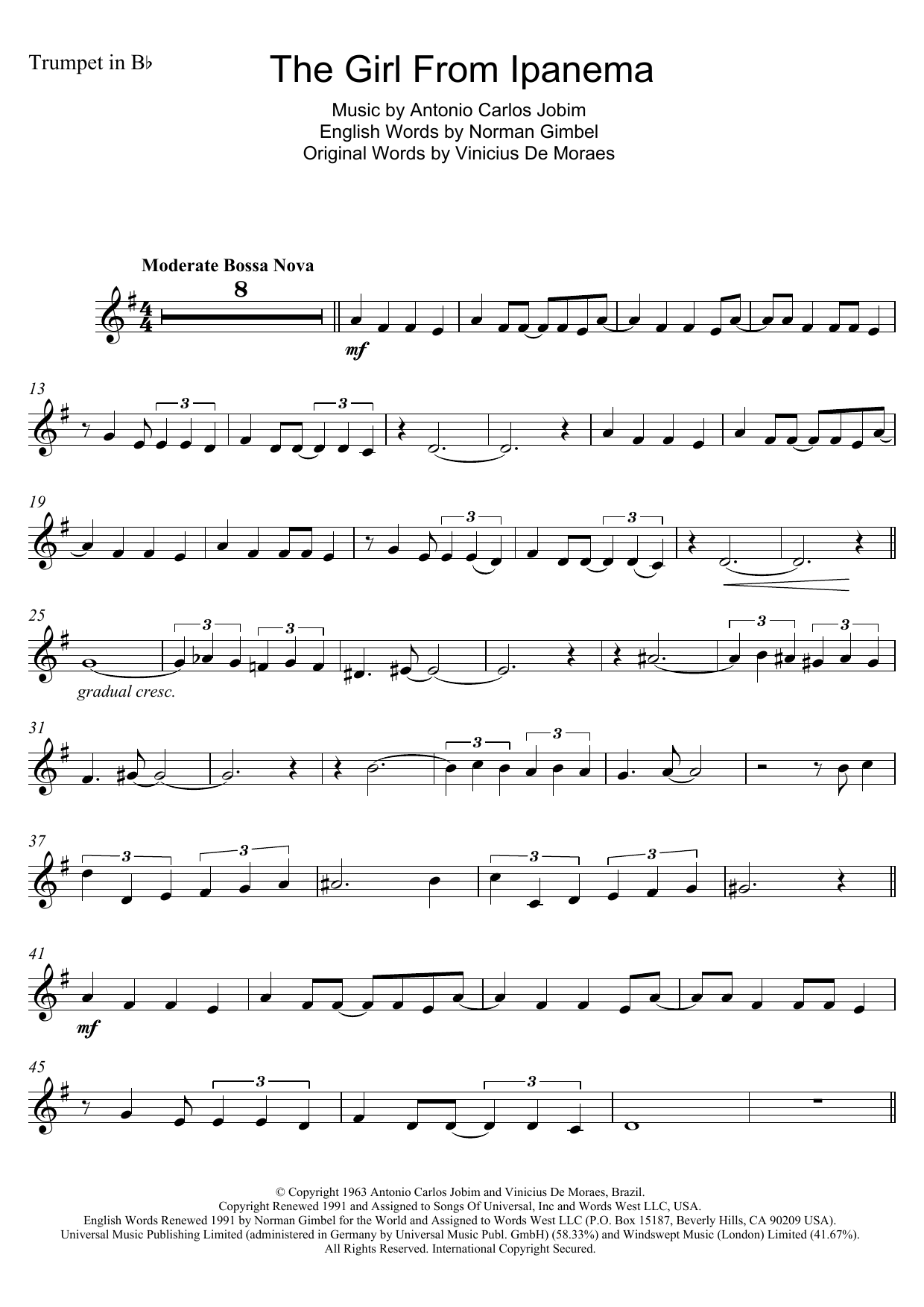 Produktgalerie: Seite 1 von 1 The Girl From Ipanema (feat. Astrud Gilberto), Stan Getz & João Gilberto, Trompete