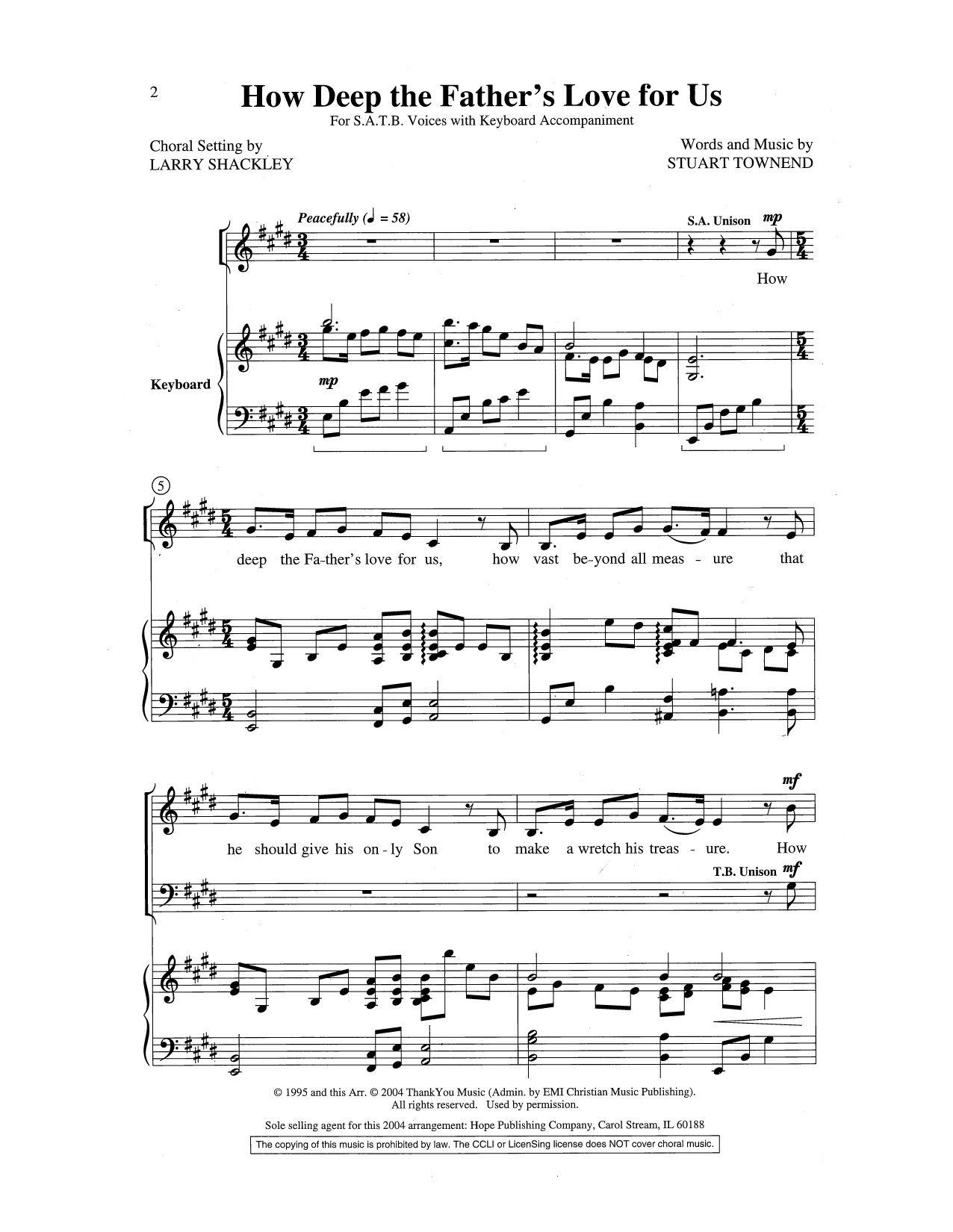 Produktbild zu: How Deep the Father's Love for Us (arr. Larry Shackley)