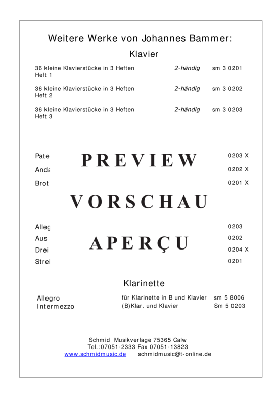 Product gallery: Page 6 of 6 Intermezzo , , (piano + clarinet)