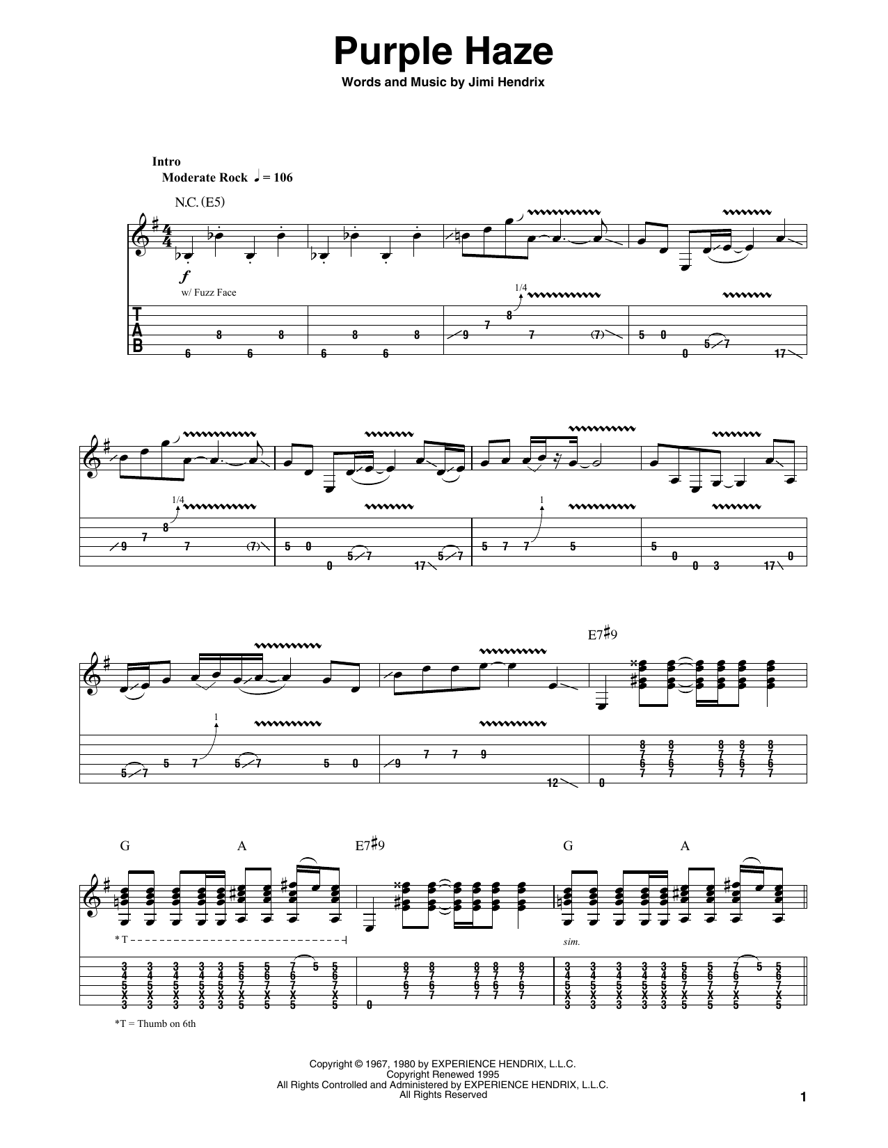 Produktgalerie: Seite 1 von 1 Purple Haze, Jimi Hendrix, Gitarre