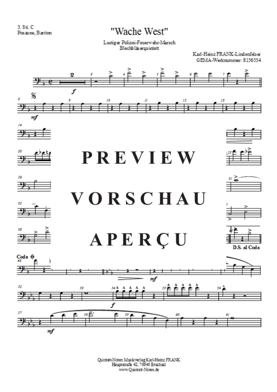 Produktgalerie: Seite 16 von 21 Wache West , , (Blechbläserquintett + Trillerpfeife, Schlagzeug)