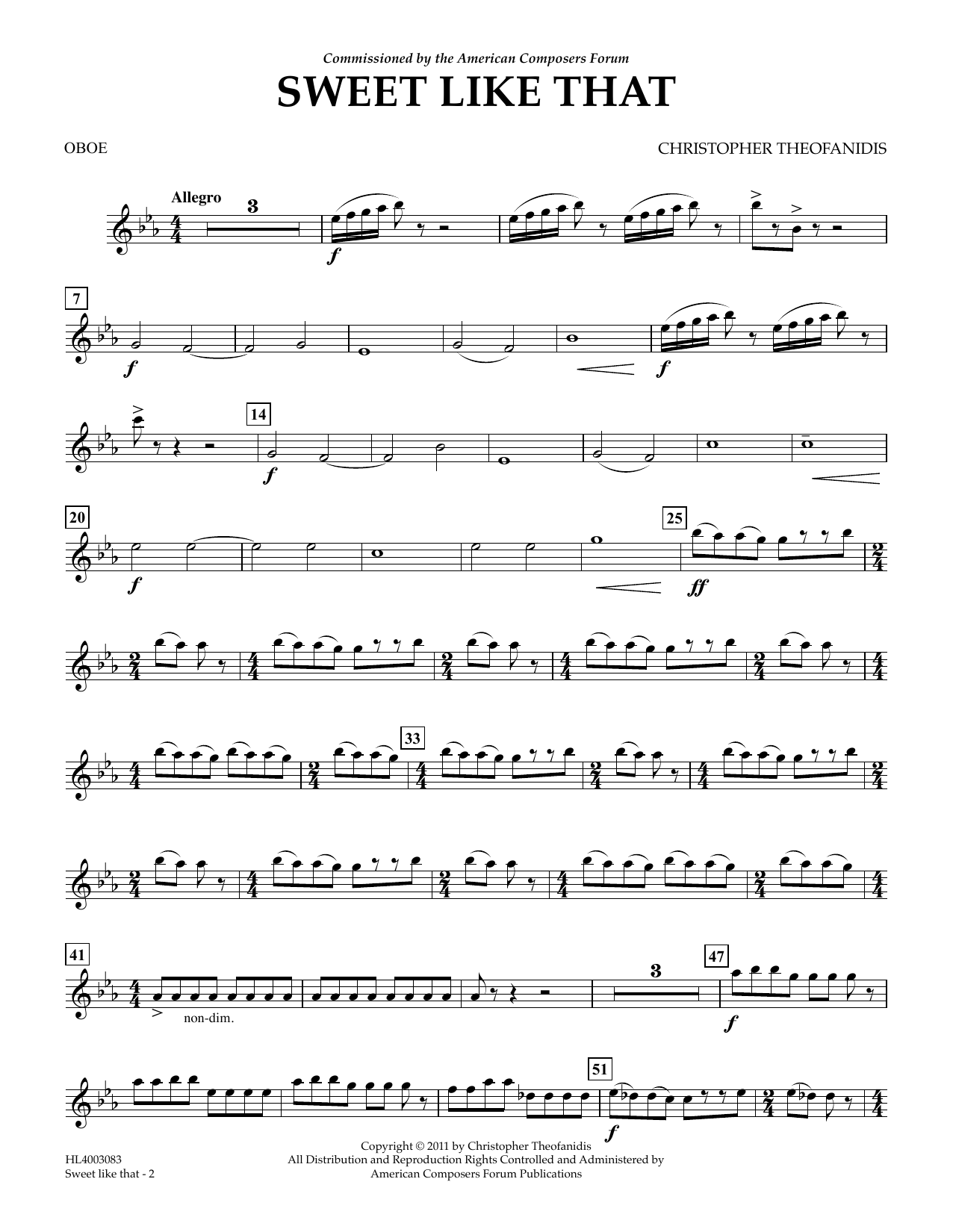 Produktgalerie: Seite 1 von 1 Sweet like that - Oboe, Christopher Theofanidis, Ensemble