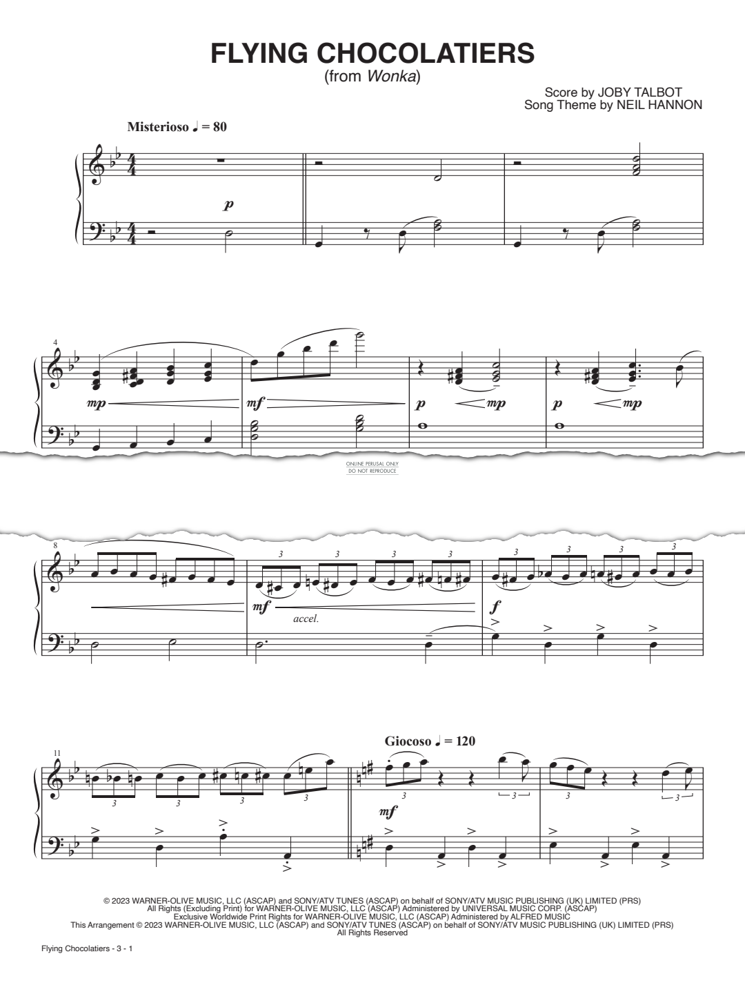 Produktgalerie: Seite 1 von 1 Flying Chocolatiers (from 'Wonka'), Joby Talbot, Klavier