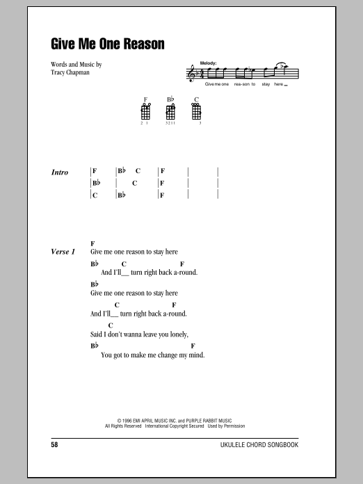 Product gallery: Page 1 of 1 Give Me One Reason, Tracy Chapman