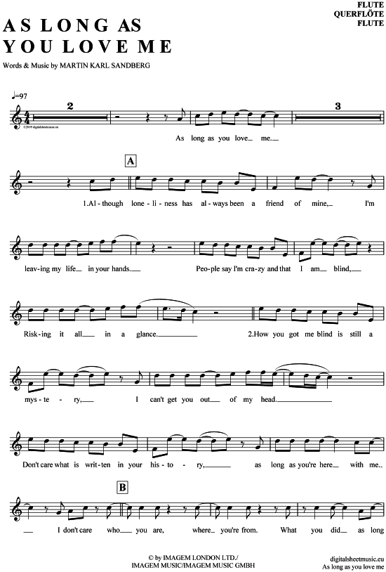 Product gallery: Page 1 of 4 As long as you love me , Backstreet Boys, (transverse flute)