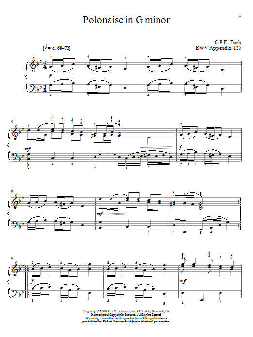Produktgalerie: Seite 1 von 1 Polonaise In G Minor, BWV App. 125, Johann Sebastian Bach, Klavier
