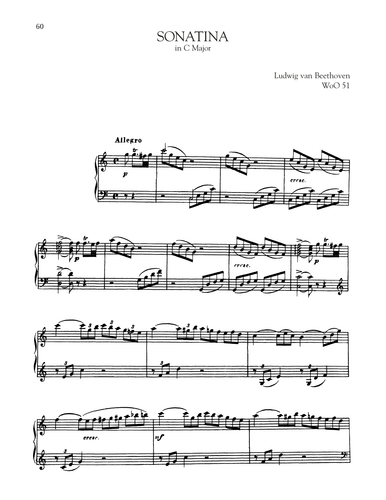 Product gallery: Page 1 of 1 Sonata In C Major, WoO 51, Ludwig Van Beethoven