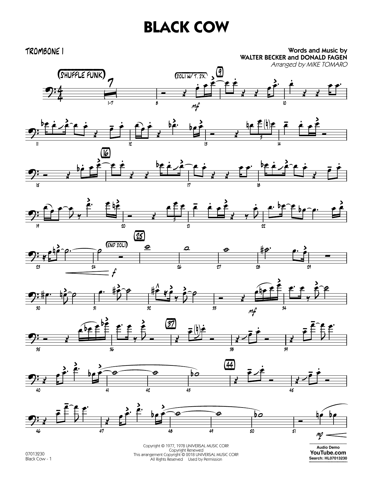 Produktgalerie: Seite 1 von 1 Black Cow (arr. Mike Tomaro) - Trombone 1, Steely Dan