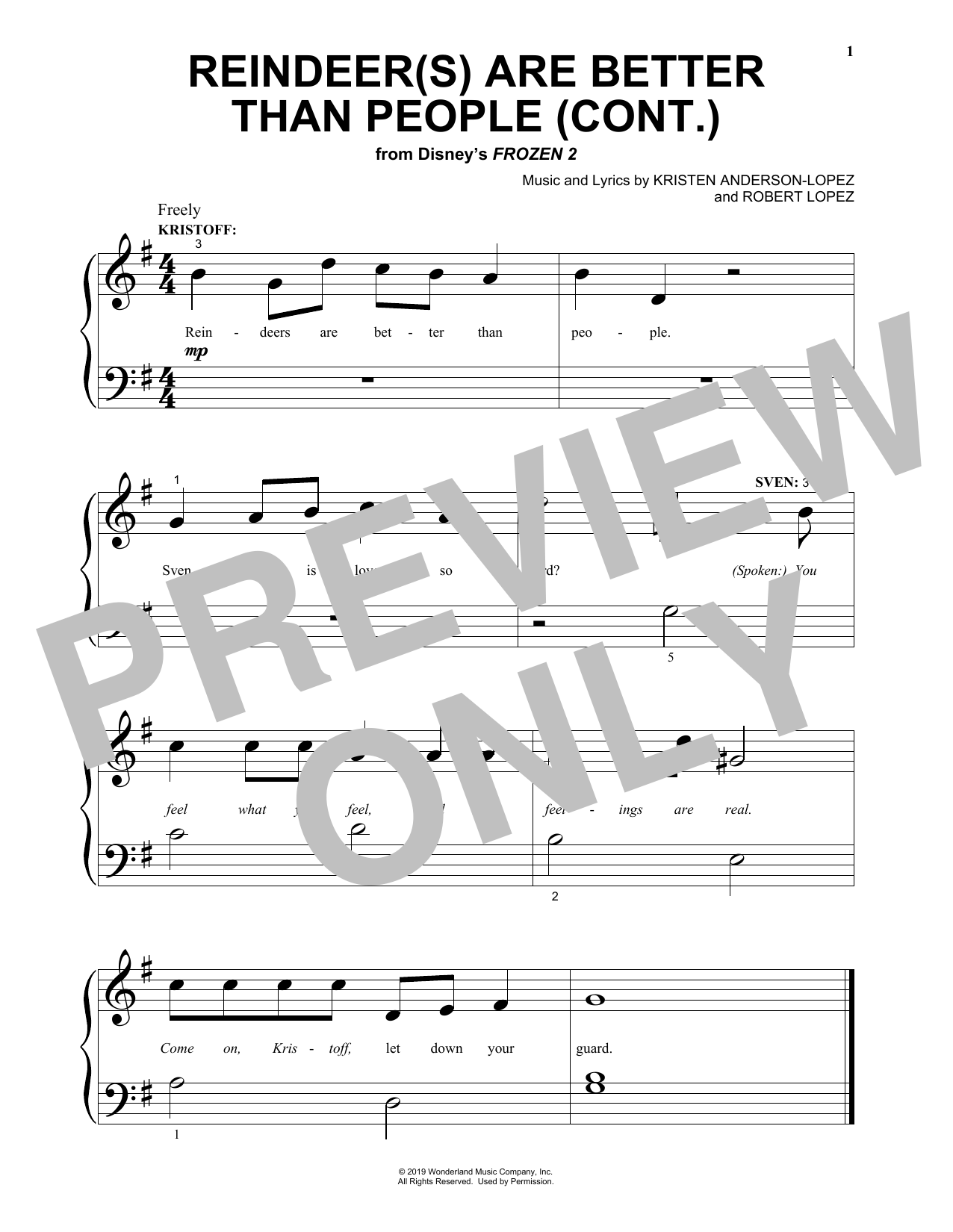 Produktgalerie: Seite 1 von 1 Reindeer(s) Are Better Than People (Cont.) (from Disney's Frozen 2), Jonathan Groff, Klavier