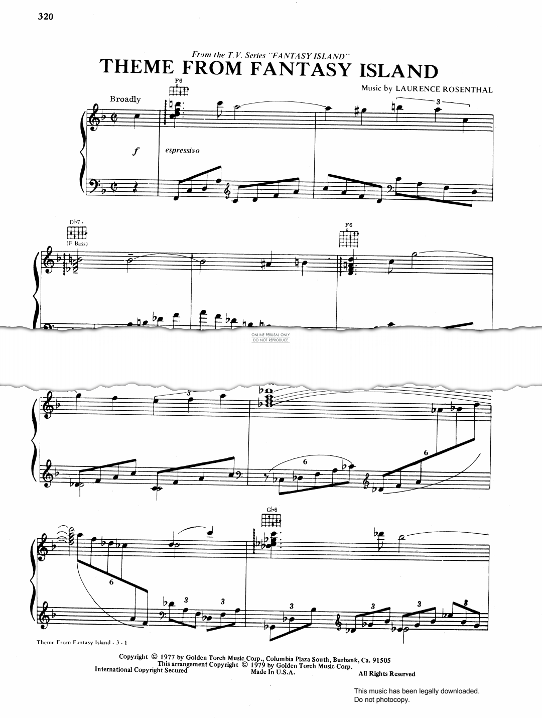 gallery: Theme from 'Fantasy Island, Laurence Rosenthal, Klavier