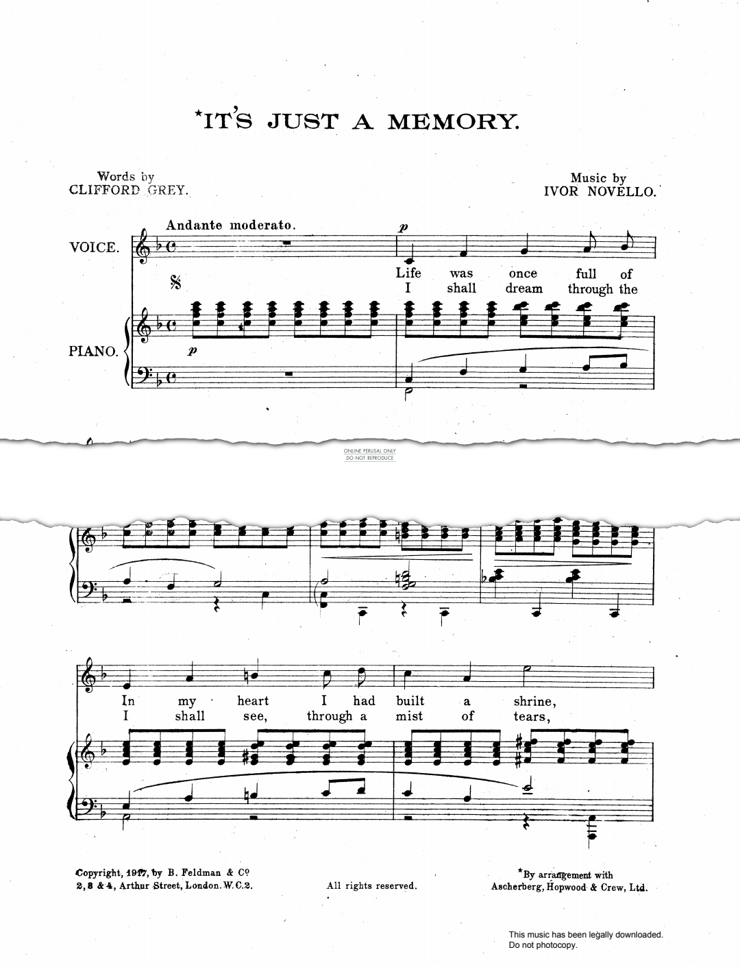 Produktbild zu: It's Just A Memory (from 'Arlette')