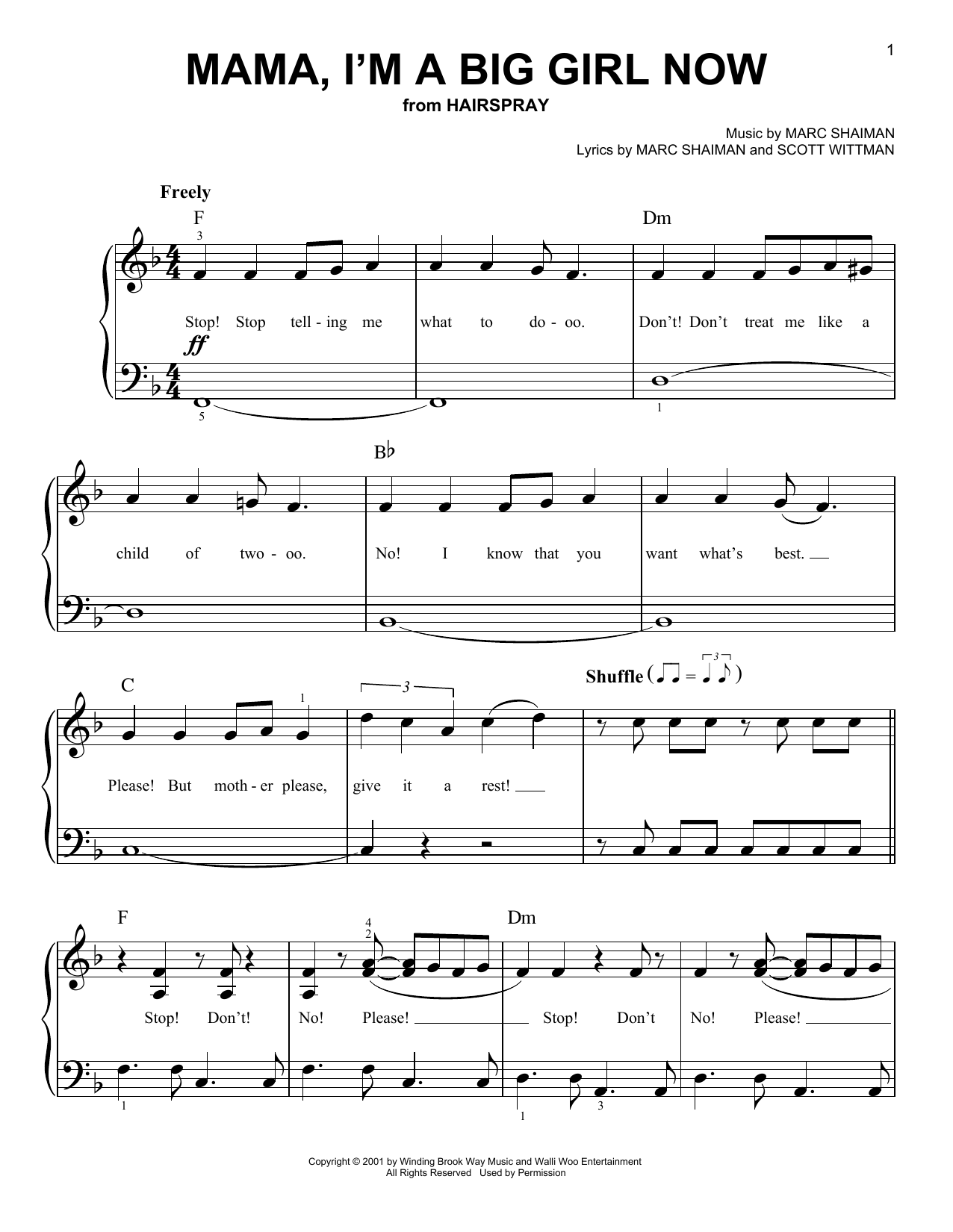 Produktgalerie: Seite 1 von 1 Mama, I'm A Big Girl Now (from the musical Hairspray), Marc Shaiman, Klavier
