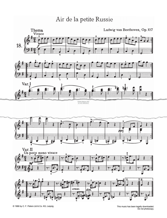 Produktgalerie: Seite 1 von 1 Air de la petite Russie, Ludwig van Beethoven, Klavier