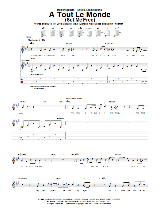 Produktgalerie: Seite 1 von 1 A Tout Le Monde (A Tout Le Monde (Set Me Free)), Megadeth, Gitarre