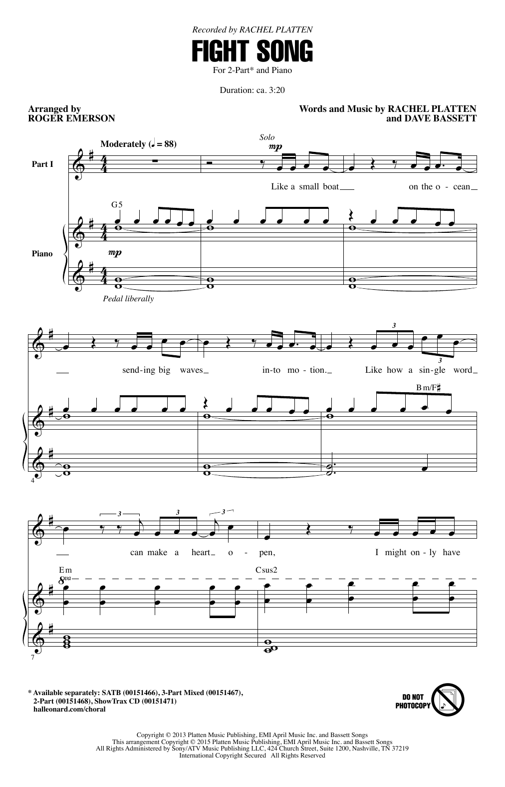 Product picture to: Fight Song (arr. Roger Emerson)