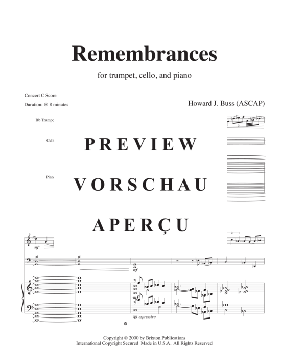Product gallery: Page 6 of 21 Remembrances , , (trumpet, cello and piano)