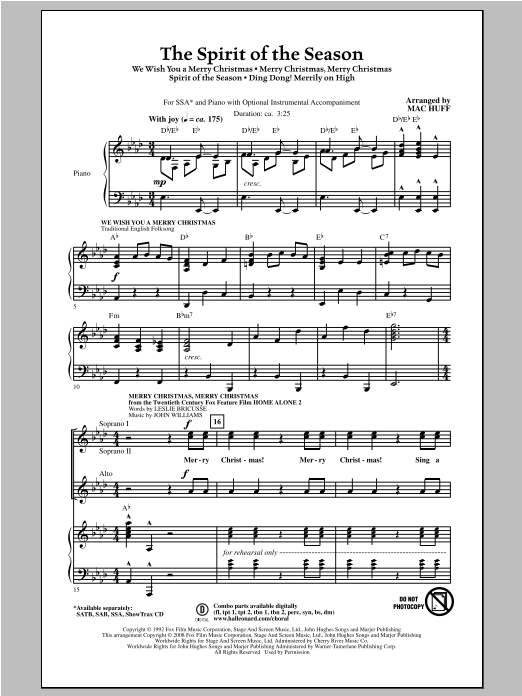 Product gallery: Page 1 of 1 The Spirit of the Season (Medley), Mac Huff