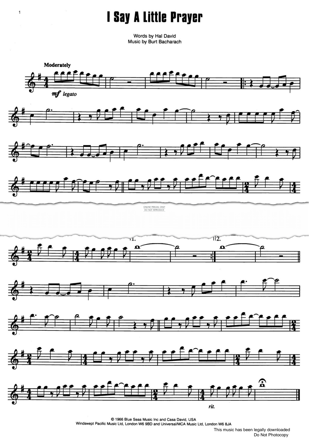 Product gallery: Page 1 of 1 I Say A Little Prayer, Burt Bacharach