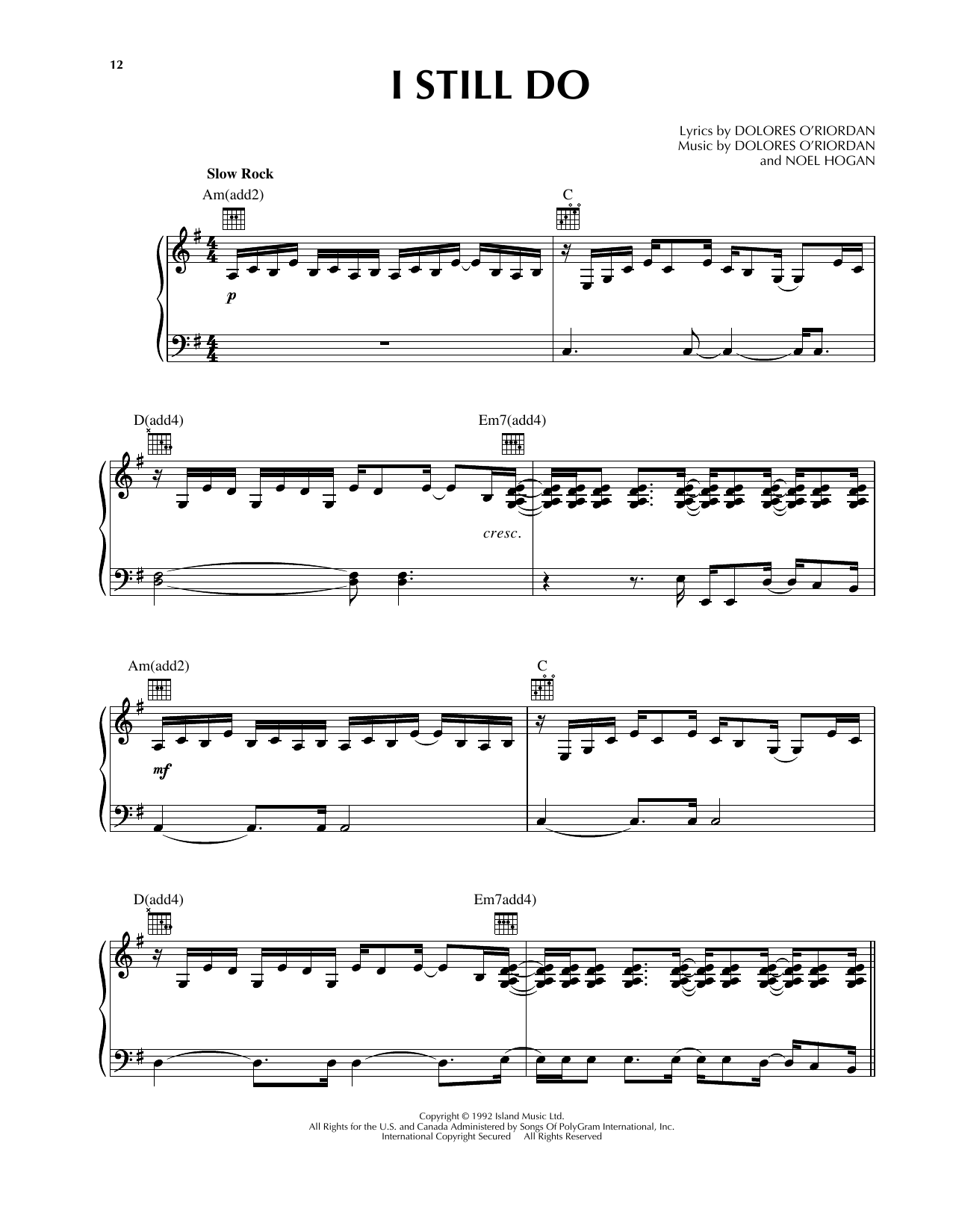 Produktgalerie: Seite 1 von 1 I Still Do, The Cranberries, Gesang, Gitarre, Klavier