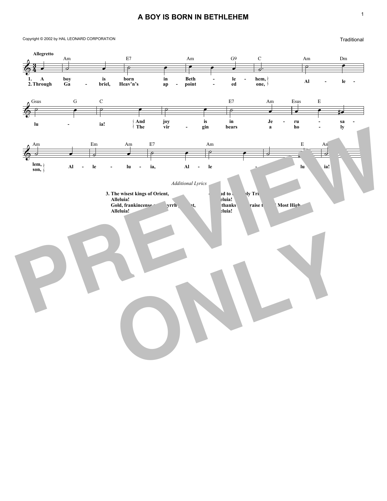 Product gallery: Page 1 of 1 A Boy Is Born In Bethlehem, Traditional
