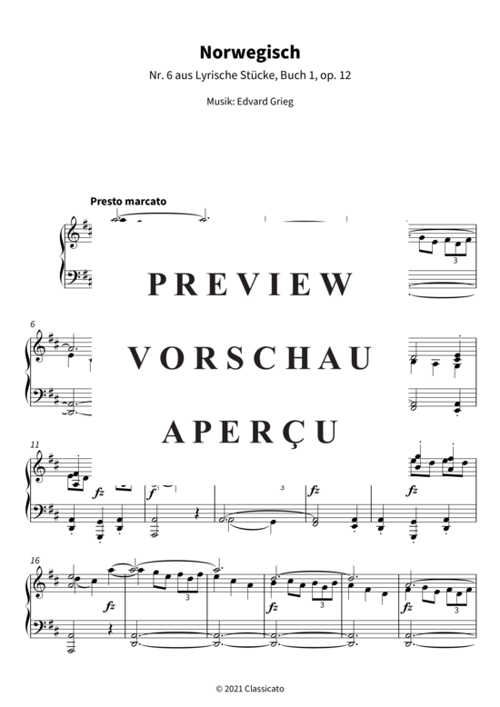 Product gallery: Page 4 of 6 Norwegisch - Nr. 6 aus Lyrische Stücke, Buch 1, op. 12 , , Piano Solo