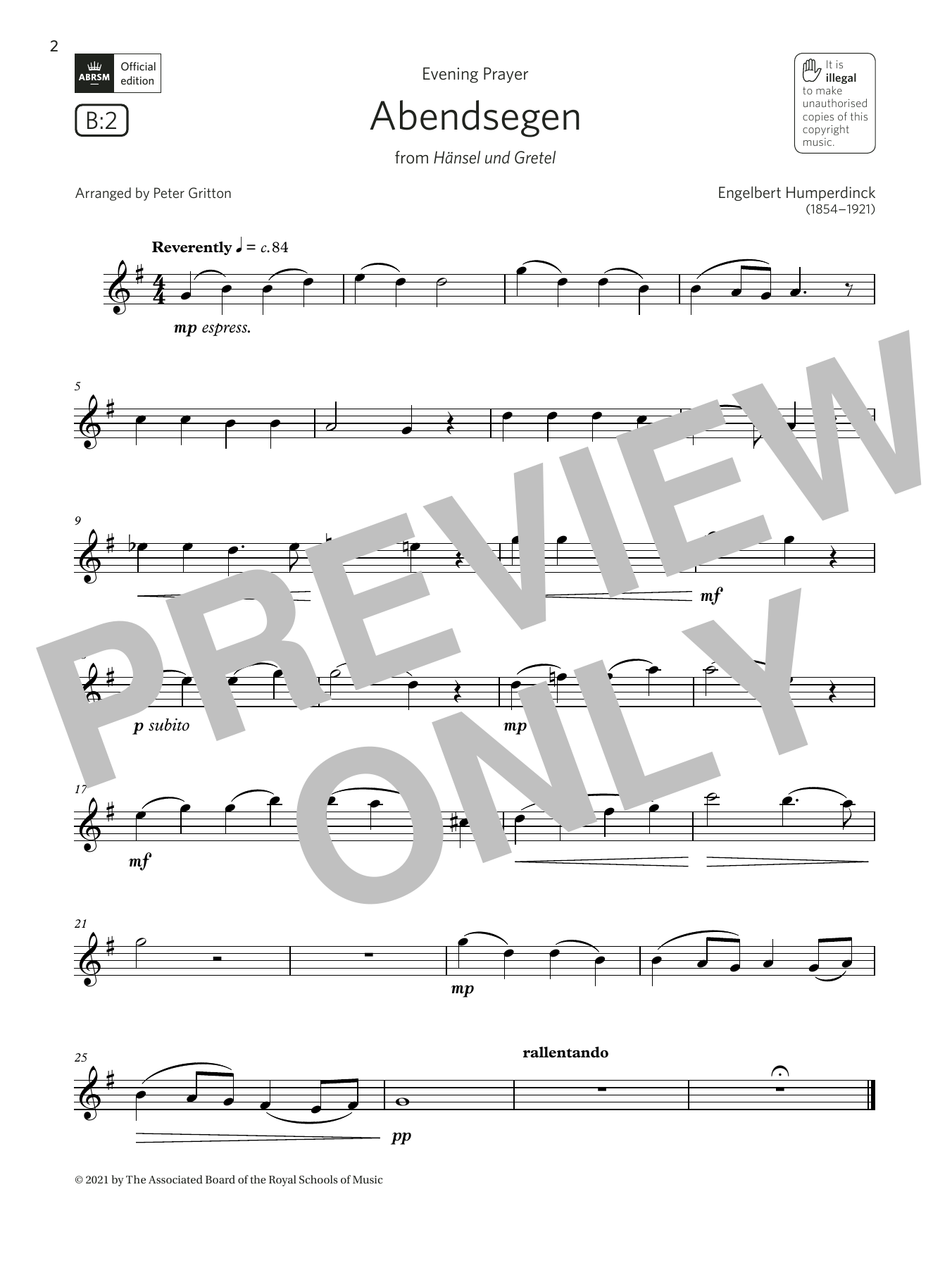 Product gallery: Page 1 of 1 Abendsegen (from Hänsel und Gretel)  (Grade 2 List B2 from the ABRSM Saxophone syllabus from 2022), Engelbert Humperdinck