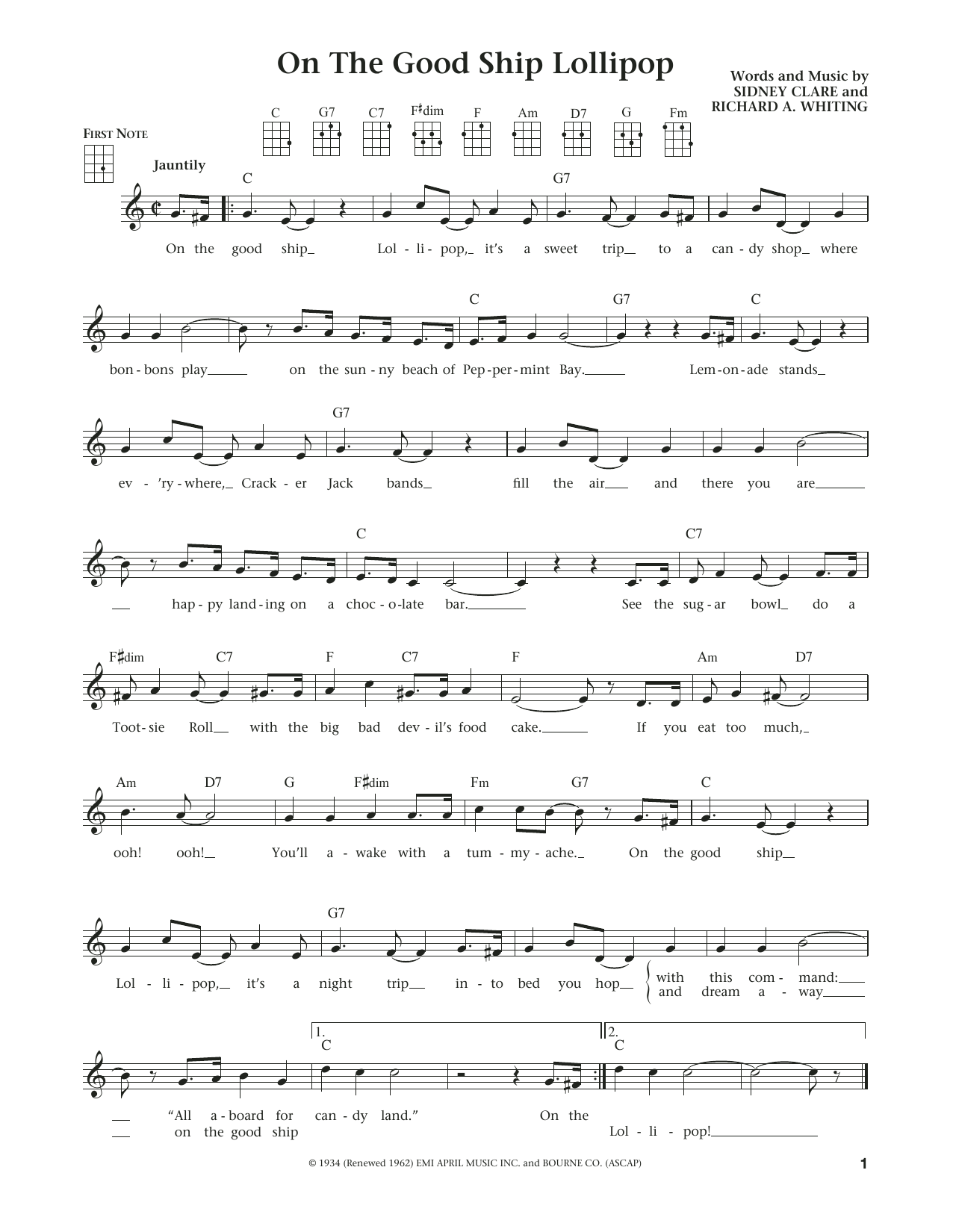 Product gallery: Page 1 of 1 On The Good Ship Lollipop (from The Daily Ukulele) (arr. Liz and Jim Beloff), Jim Beloff