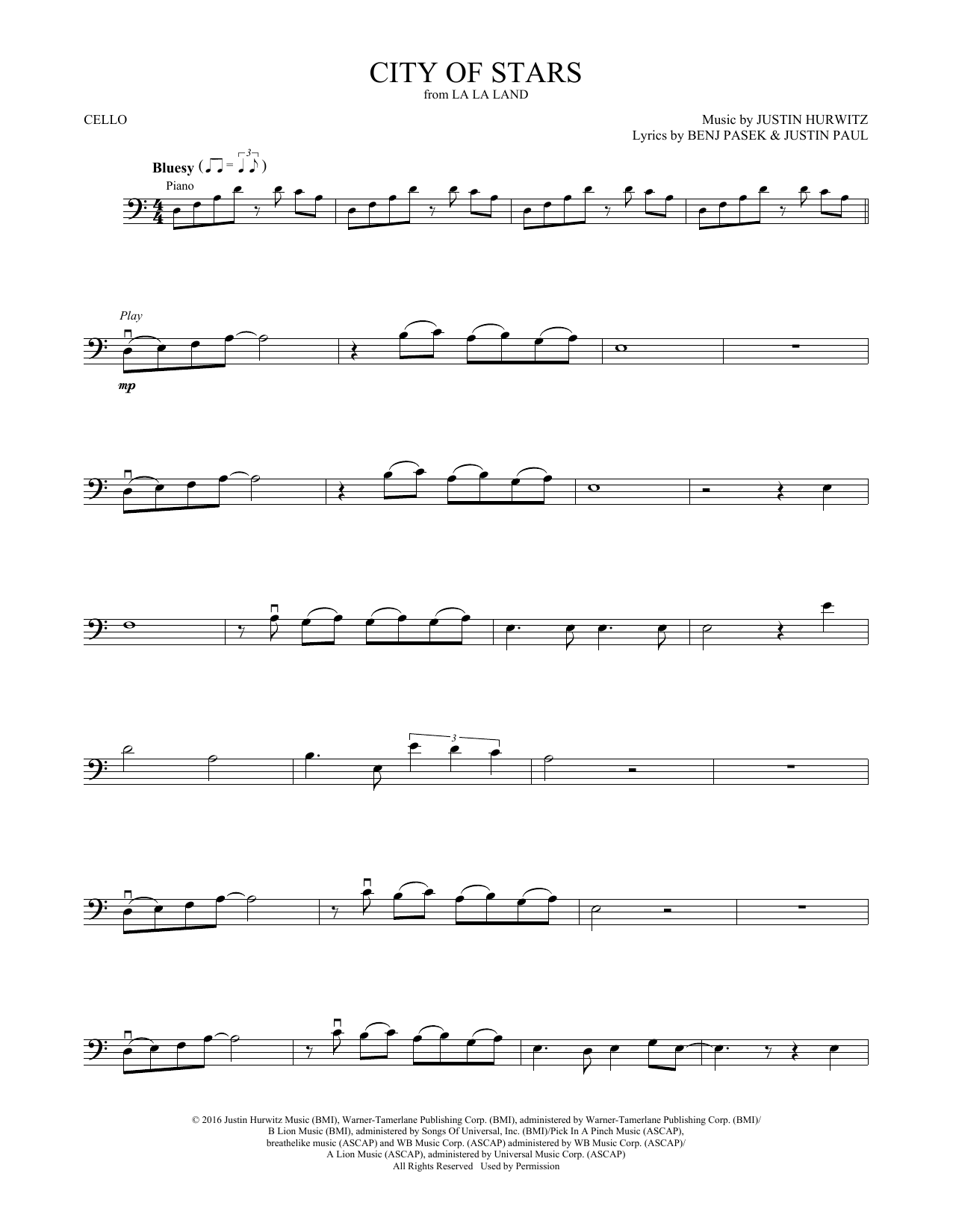 Produktgalerie: Seite 1 von 1 City of Stars (from La La Land), Ryan Gosling & Emma Stone, Violoncello