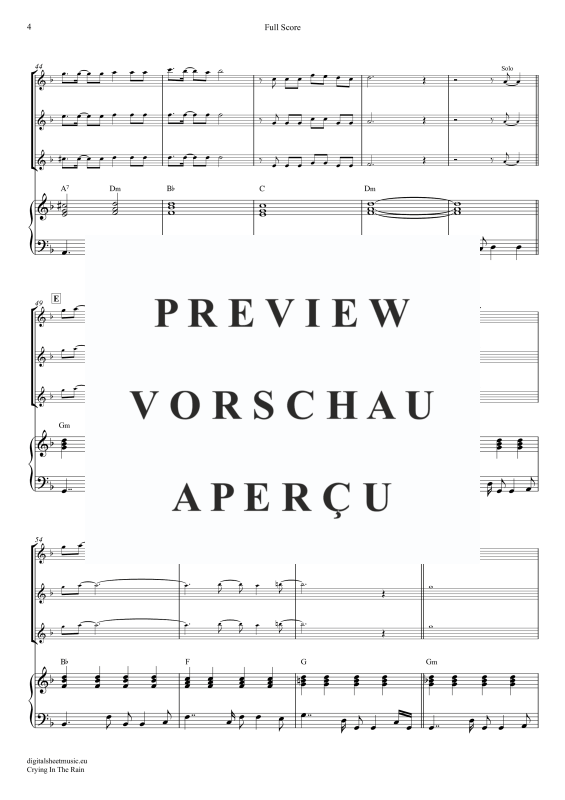 Produktgalerie: Seite 5 von 11 Crying In The Rain, A-Ha, (Flöten Trio + Klavier)