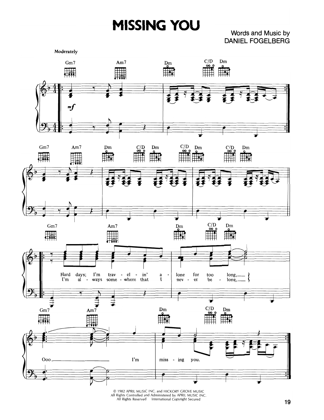 Product picture to: Missing You (Fogelberg)