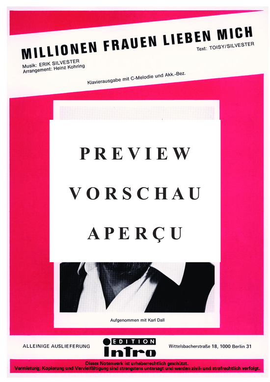 Produktgalerie: Seite 2 von 4 Millionen Frauen lieben mich, Dall, 	Karl, Klavier und Gesang