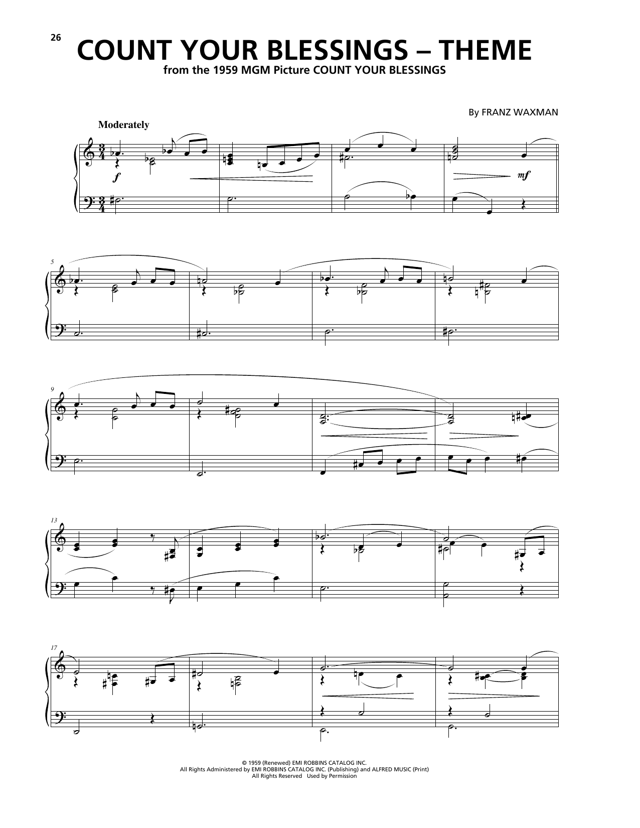 Product gallery: Page 1 of 1 Count Your Blessings (Theme), Franz Waxman