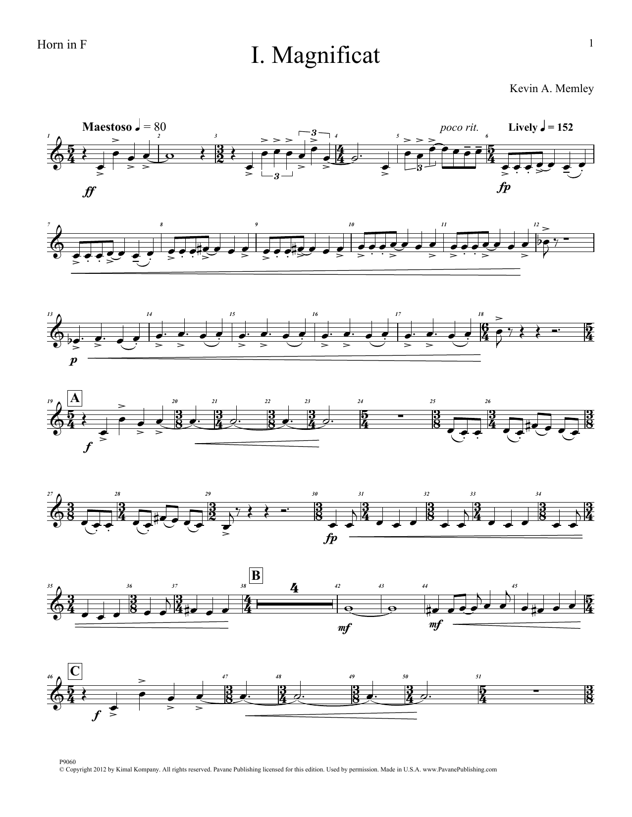 Product picture to: Magnificat (Brass Quintet) (Parts) - Horn in F