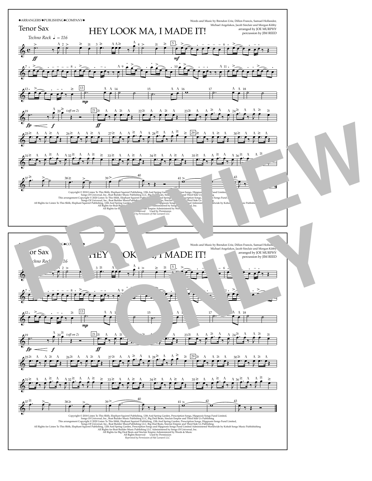 Product picture to: Hey Look Ma, I Made It (arr. Joe Murphy) - Tenor Sax