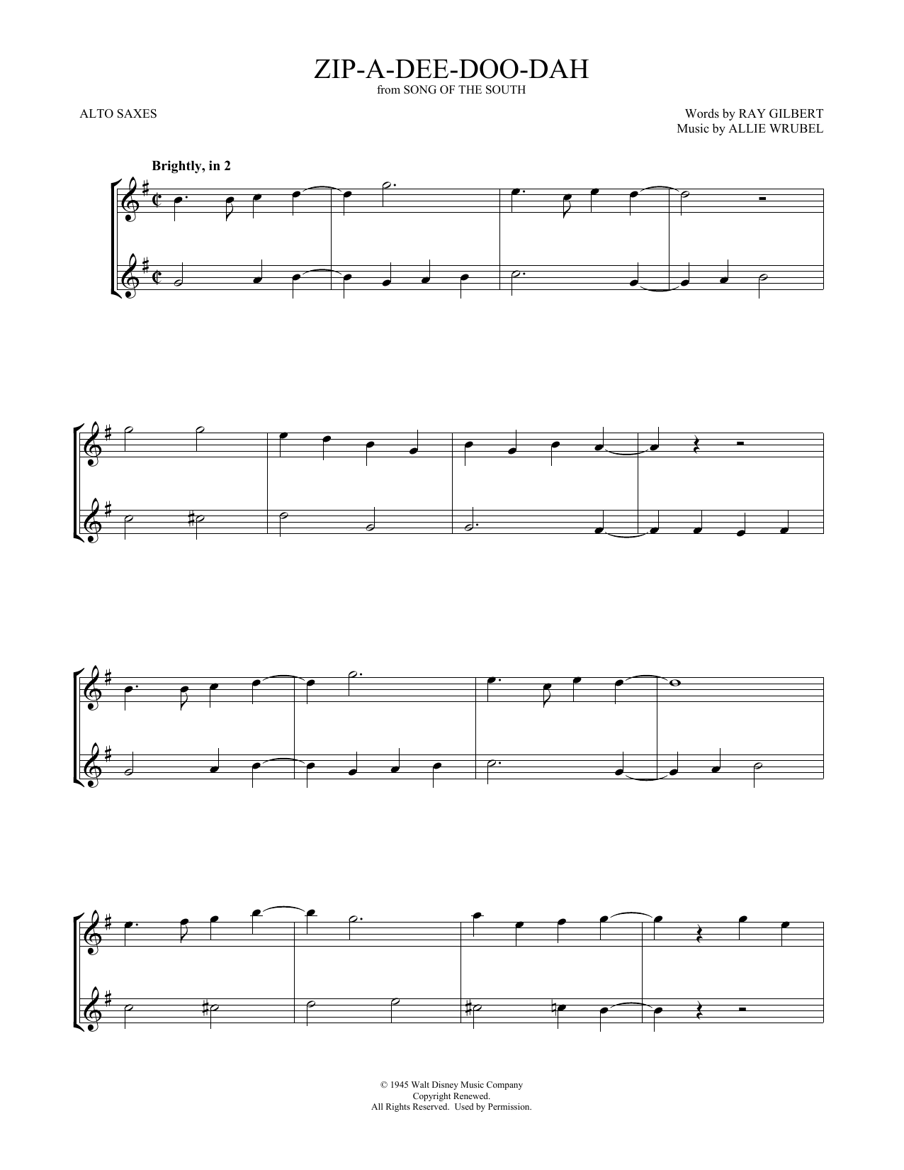 Product gallery: Page 1 of 1 Zip-A-Dee-Doo-Dah (from Song Of The South) (arr. Mark Phillips), James Baskett