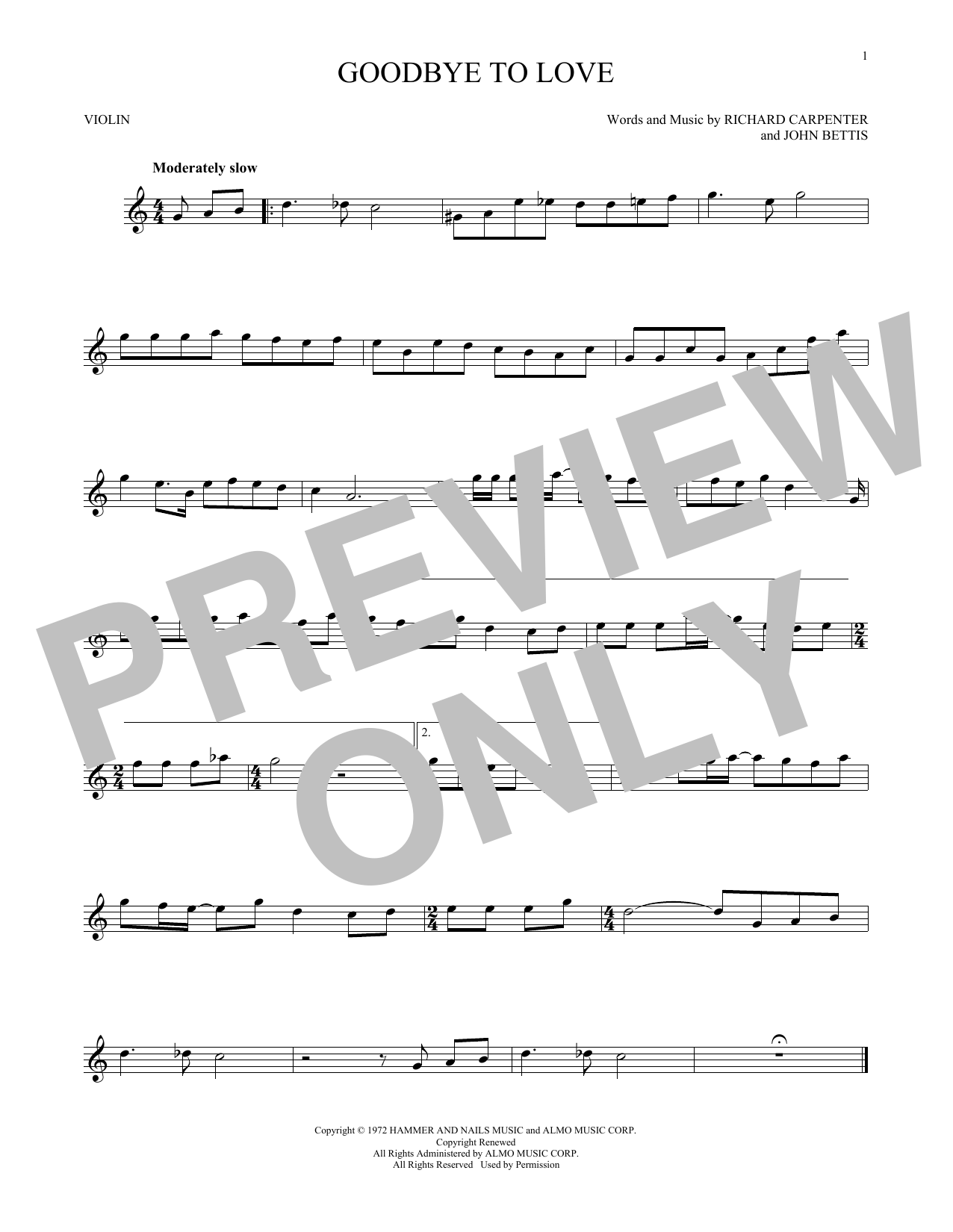 Product gallery: Page 1 of 1 Goodbye To Love, Carpenters