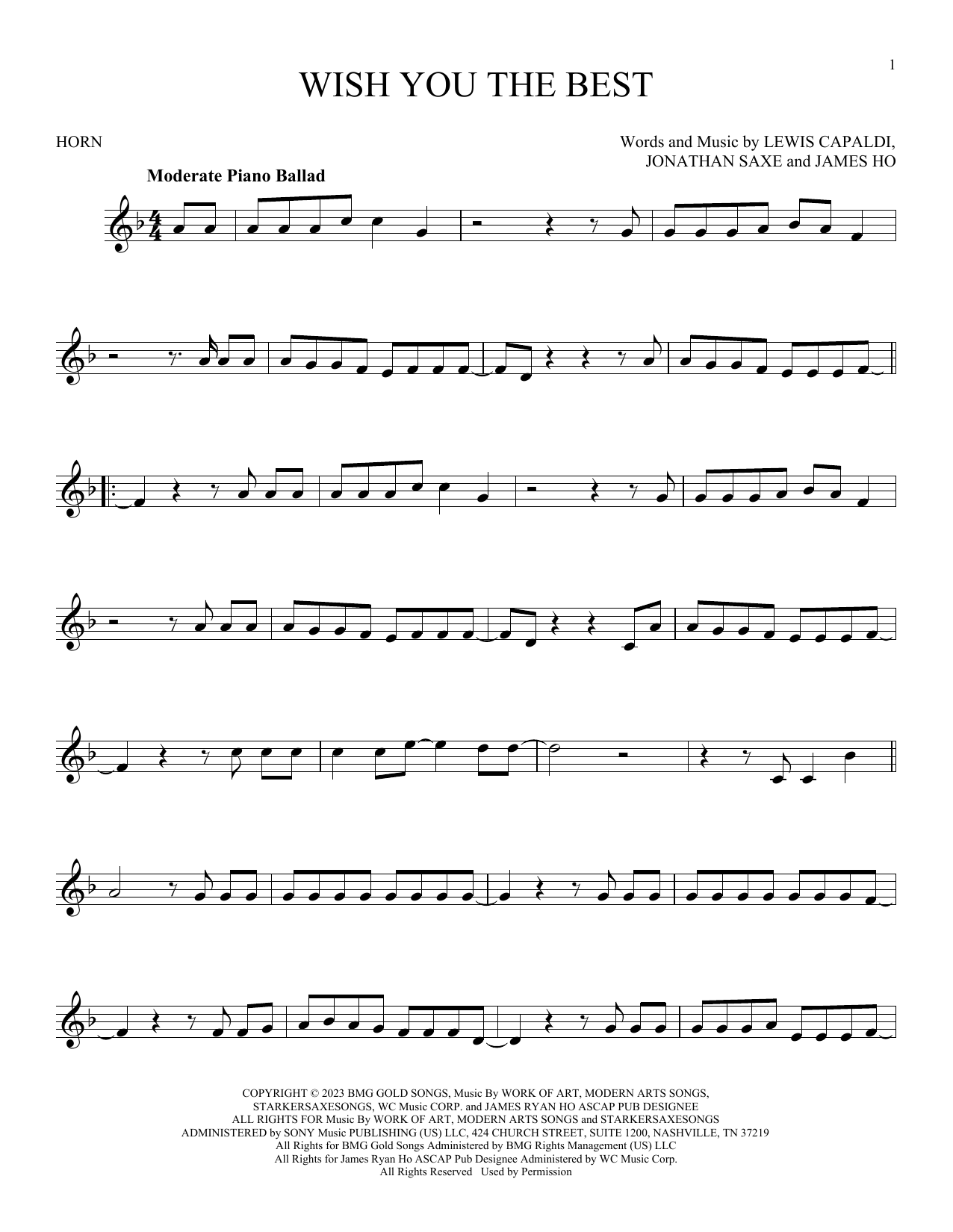 Produktgalerie: Seite 1 von 1 Wish You The Best, Lewis Capaldi, Horn