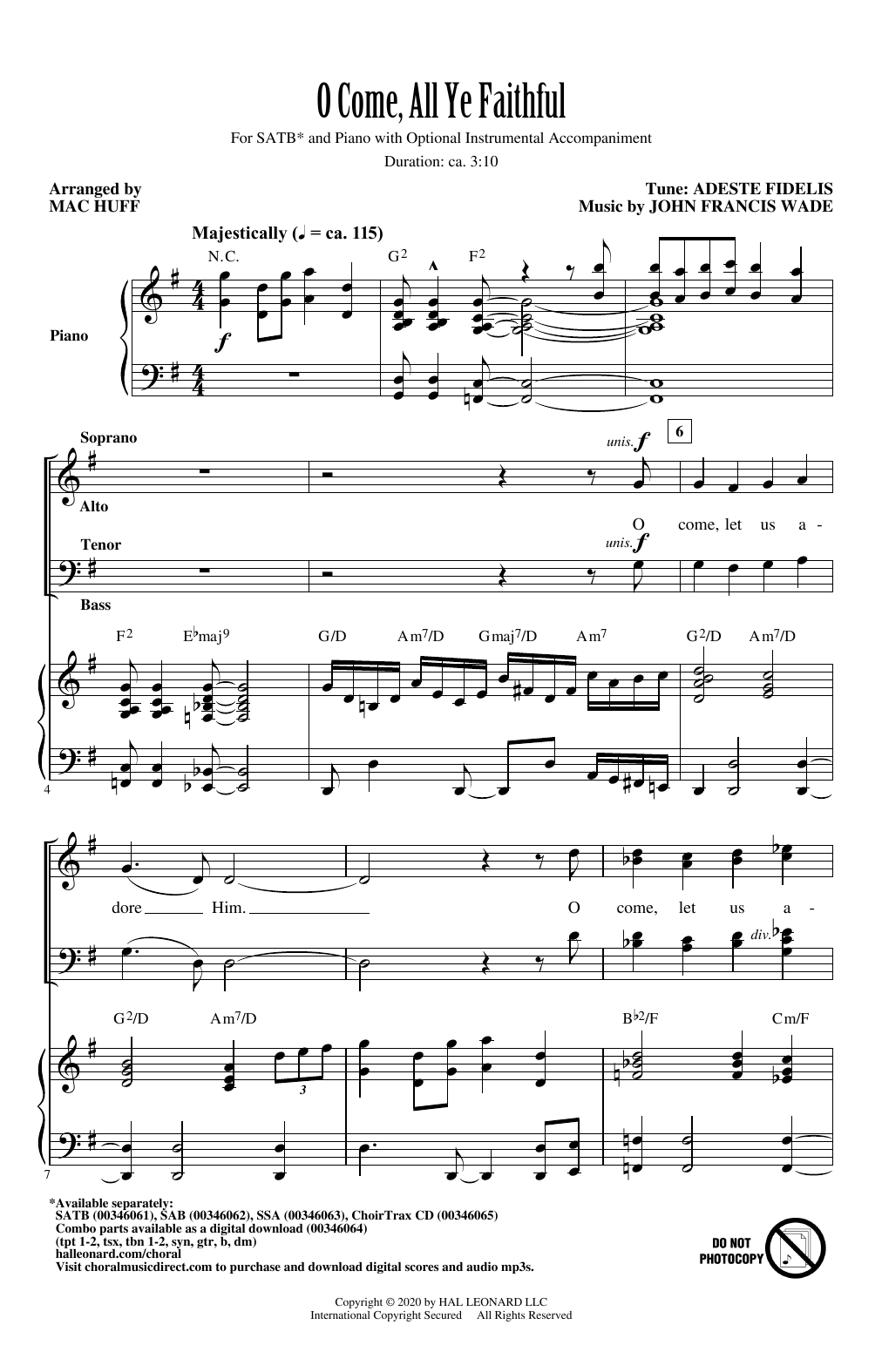 Produktbild zu: O Come, All Ye Faithful (arr. Mac Huff)