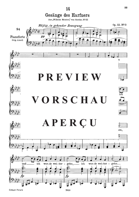 Product gallery: Page 2 of 3 Gesänge des Harfners D.478-3, , Low Voice and Piano