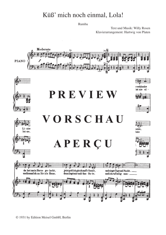 Produktgalerie: Seite 4 von 4 Küss mich noch einmal, Lola, 	, Klavier und Gesang