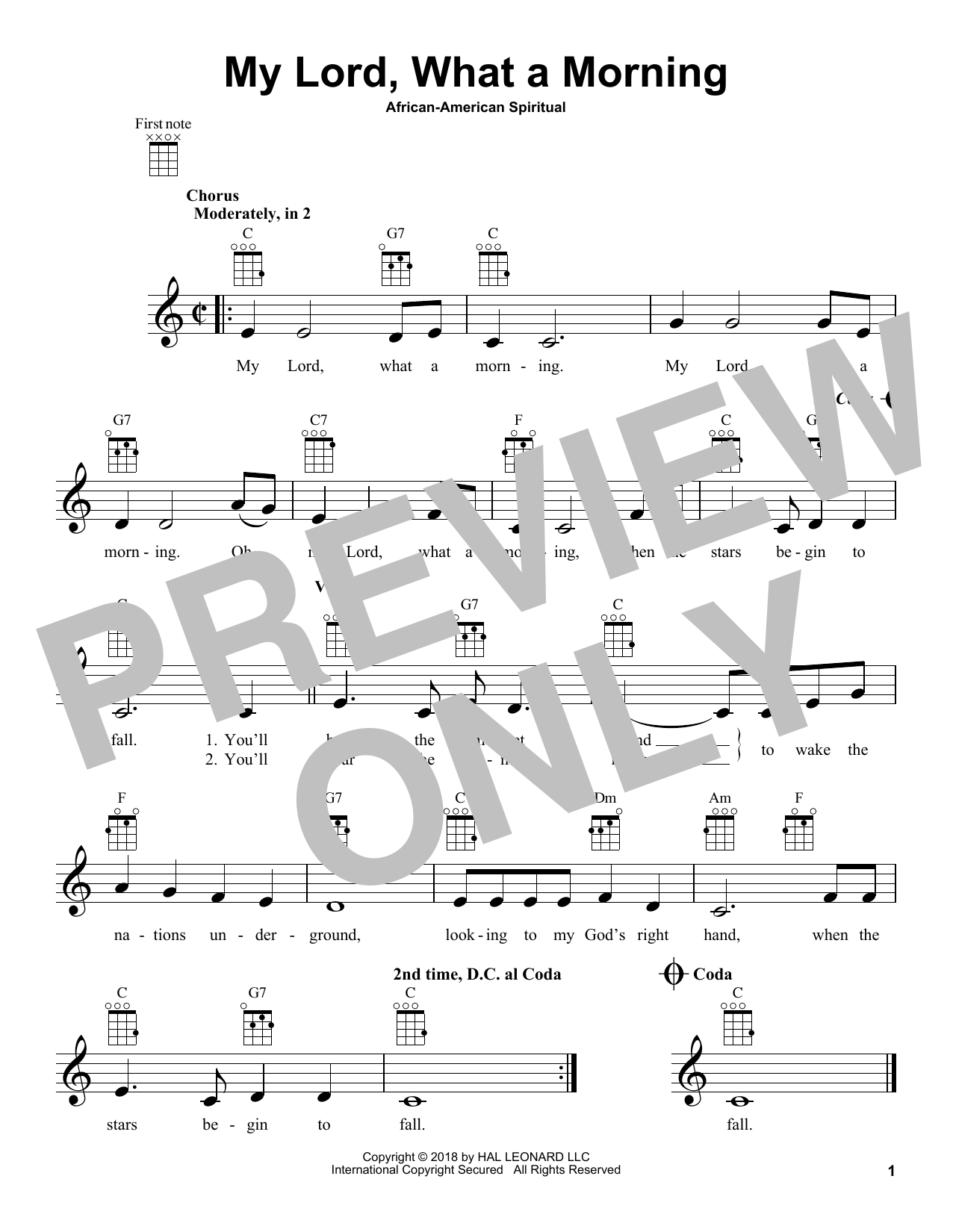Product gallery: Page 1 of 1 My Lord, What A Morning, African-American Spiritual
