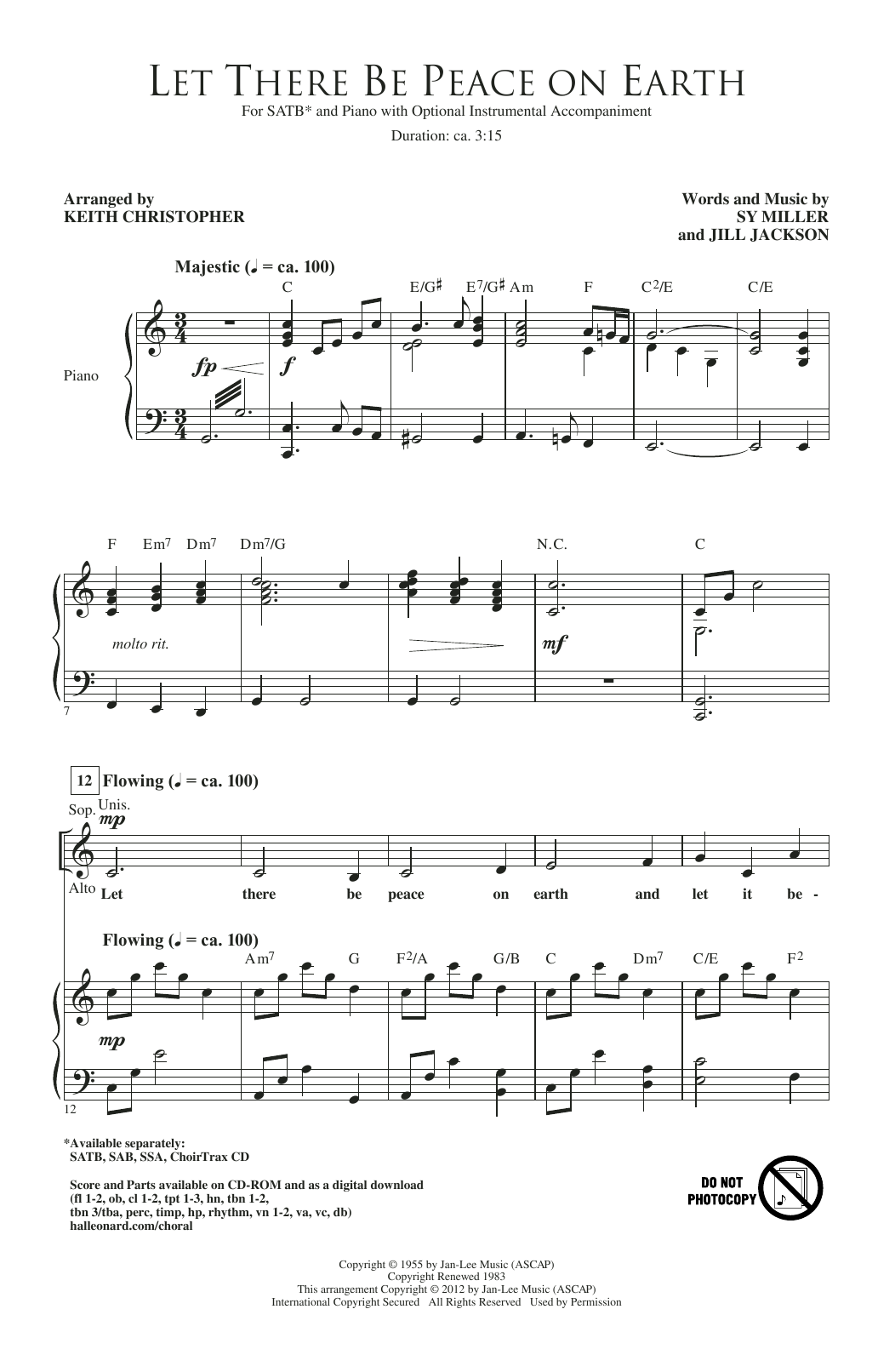 Produktbild zu: Let There Be Peace On Earth (arr. Keith Christopher)