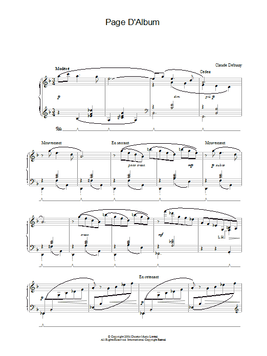 Product gallery: Page 1 of 1 Page D'Album, Claude Debussy